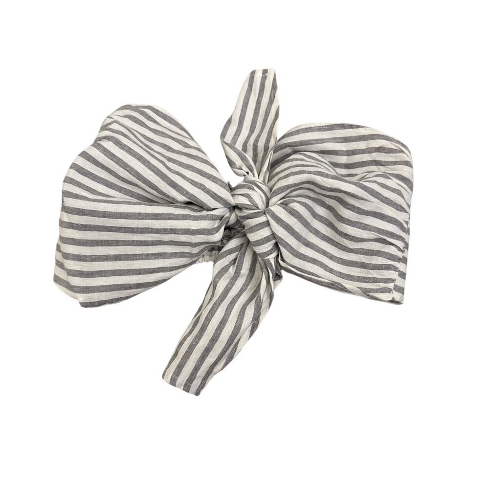 Olivaceous Gray White Striped Tie Front Bandeau Top Size Women's Medium
